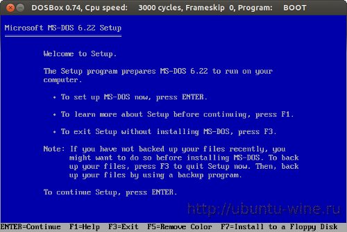 MS-DOS setup Ubuntu